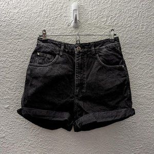 Zara TRF washed black denim shorts
